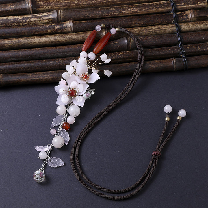 Vintage Ethnic Style High-End Long Glazed Necklace