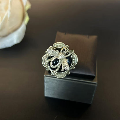 Antique Bee Art Glass Ring