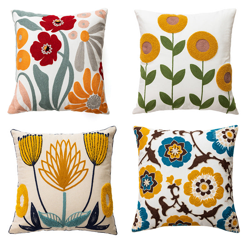 Embroidered Flower Modern Minimalist Sofa Pillow(Pillow inserts included)