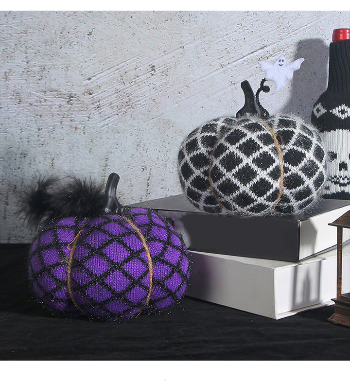 Halloween Handcrafted Knitted Pumpkin Decor - Holiday Props
