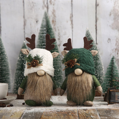 Cute Deer Antler Knitted Dolls - Festive Desktop Decorations