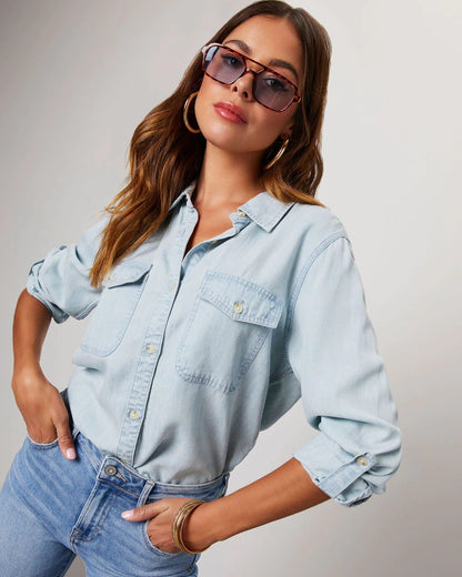 Autumn Casual Long Sleeve Denim Top