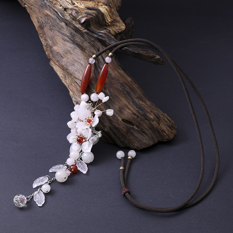 Vintage Ethnic Style High-End Long Glazed Necklace
