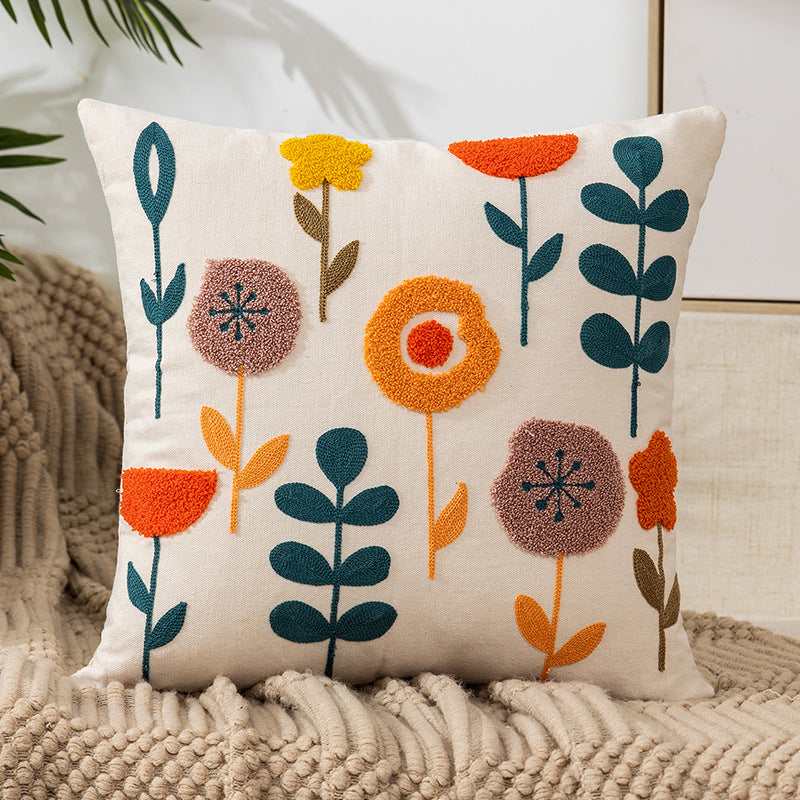 Embroidered Flower Modern Minimalist Sofa Pillow(Pillow inserts included)