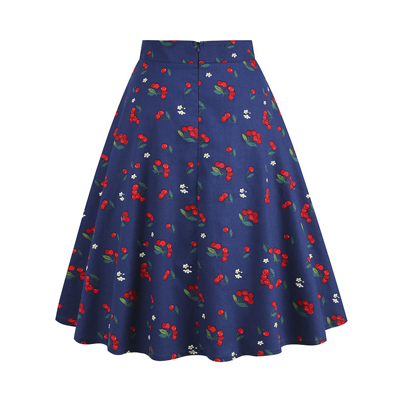 Vintage Printed Elegant Midi Skirt