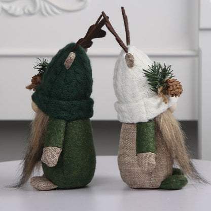 Cute Deer Antler Knitted Dolls - Festive Desktop Decorations