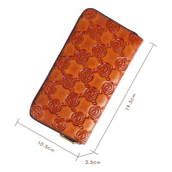 Handcrafted Rose Genuine Leather Fashion Wallet