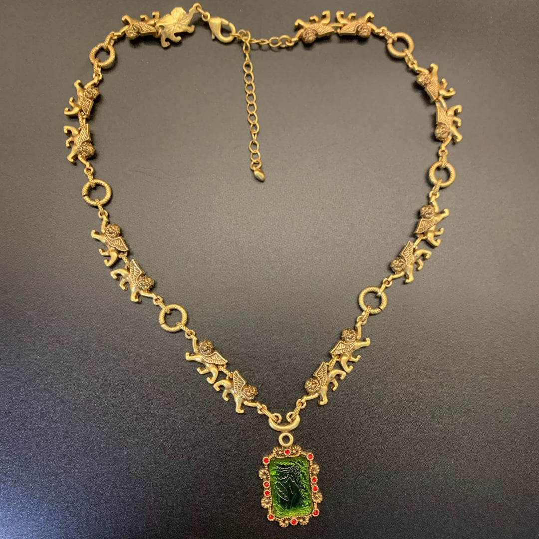 Vintage Luxe Green Glass Stud Earrings or Necklace