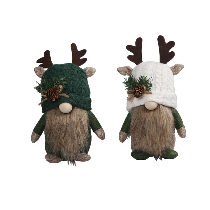 Cute Deer Antler Knitted Dolls - Festive Desktop Decorations