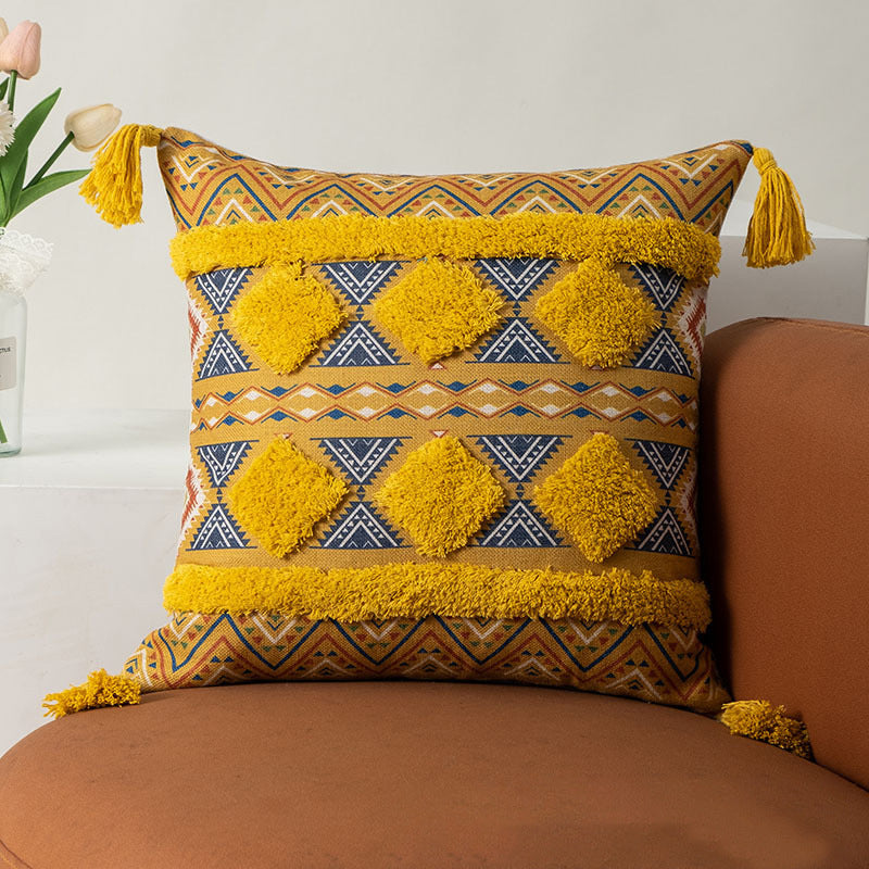 Bohemian Style Home Fringed Cushion