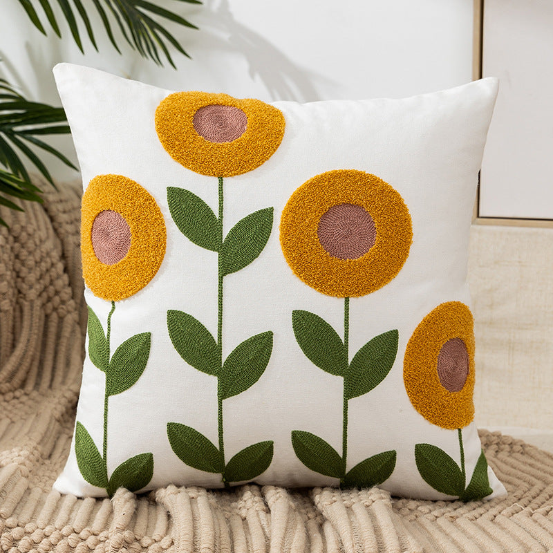 Embroidered Flower Modern Minimalist Sofa Pillow(Pillow inserts included)