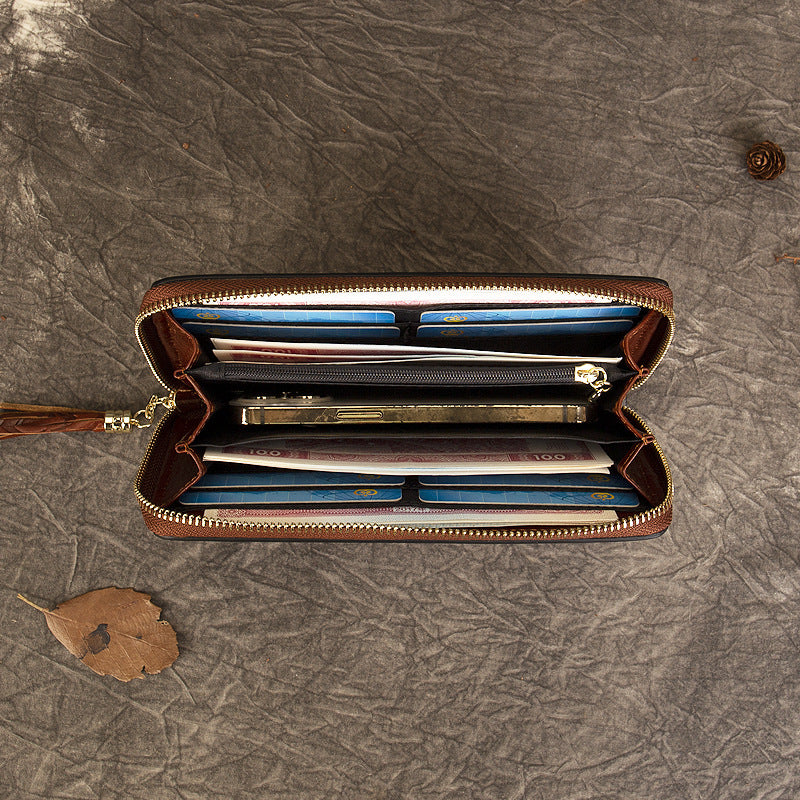 Vintage Rose Scroll Embossed Long Wallet