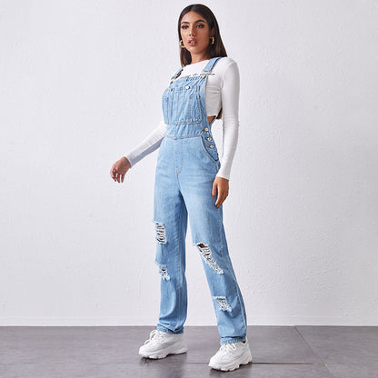 Denim einfache und vielseitige Gelegenheits -Overall -Overall für Frauen