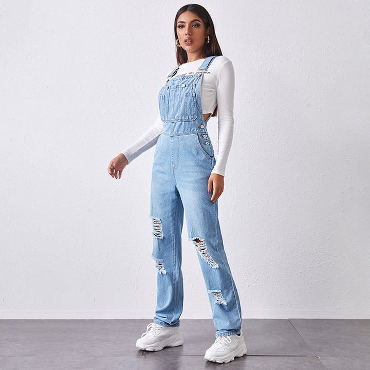 Denim Simple and Versatile Casual Women's Jumpsuit Overalls