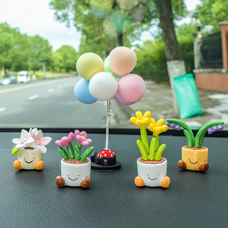 Cute Flower Pot Elf Car Ornament