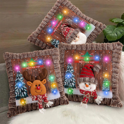 Plush Light-Up Christmas Pillow Cover