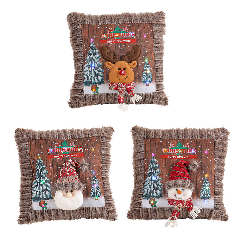 Plush Light-Up Christmas Pillow Cover