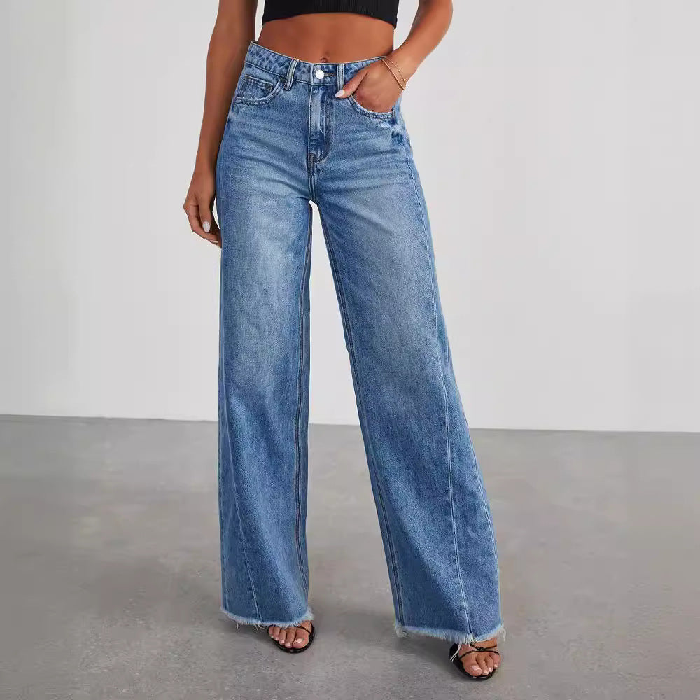 Loose Fit Patchwork Wide-Leg Jeans