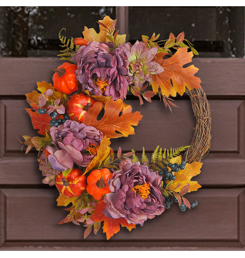 Porch Window Home Decor Pumpkin Cart Wreath