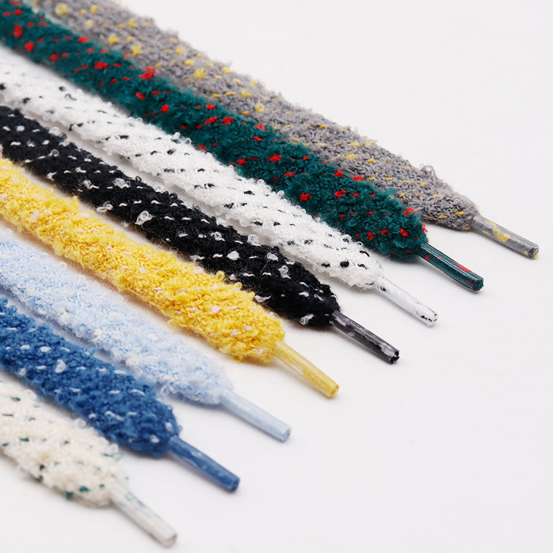 Colorful Flat Furry Plush Shoelaces (15.5mm)