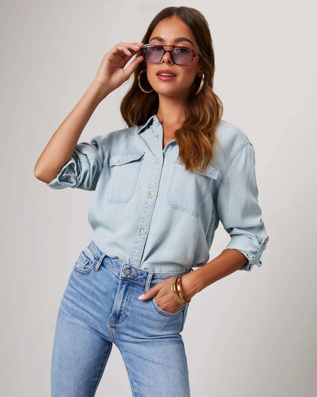 Herbst Casual Long Sleeve Denim Top