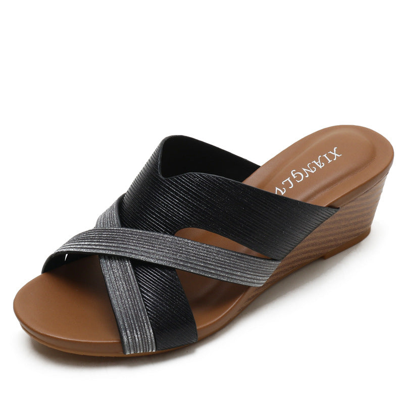 Keilabsatz Stilvoller Schwamm Casual Slip-on Sandalen