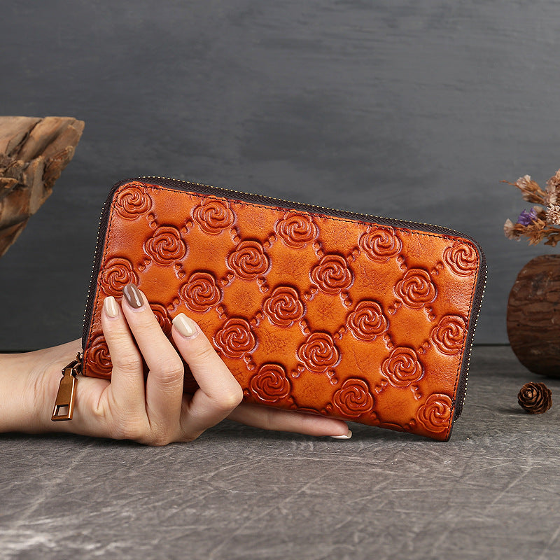 Handcrafted Rose Genuine Leather Fashion Wallet