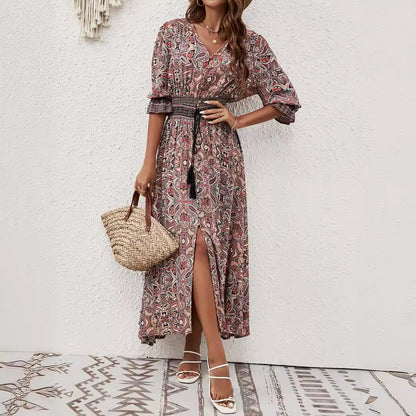 Button-Down Bohemian Maxi Dress