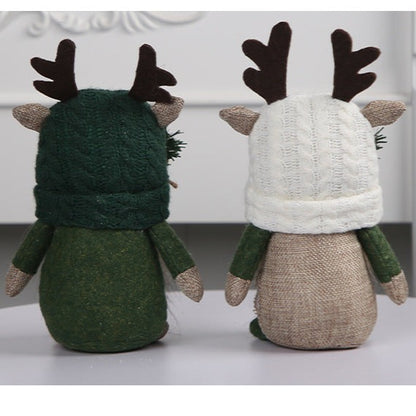 Cute Deer Antler Knitted Dolls - Festive Desktop Decorations