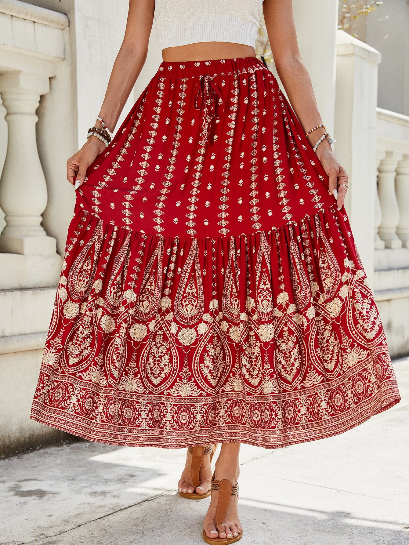 Printed Patchwork Beach Vacation Skirt