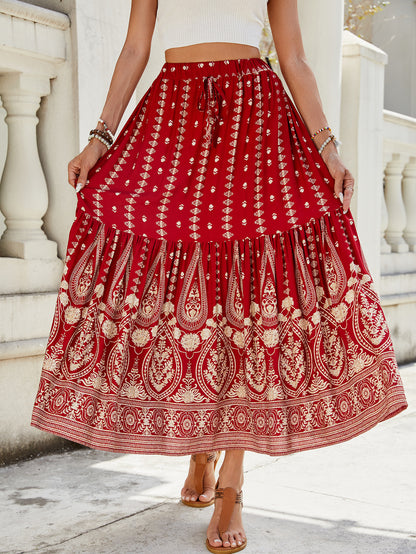 Printed Patchwork Beach Vacation Skirt