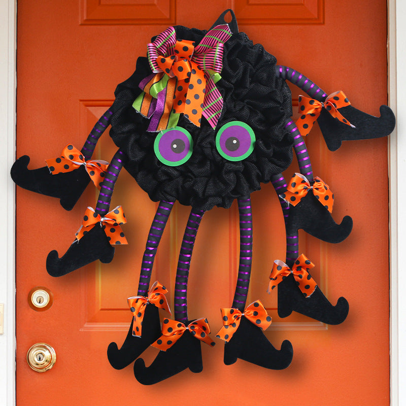 Grinaldas de Halloween para a porta da frente, Halloween Artificial Witch Wreath