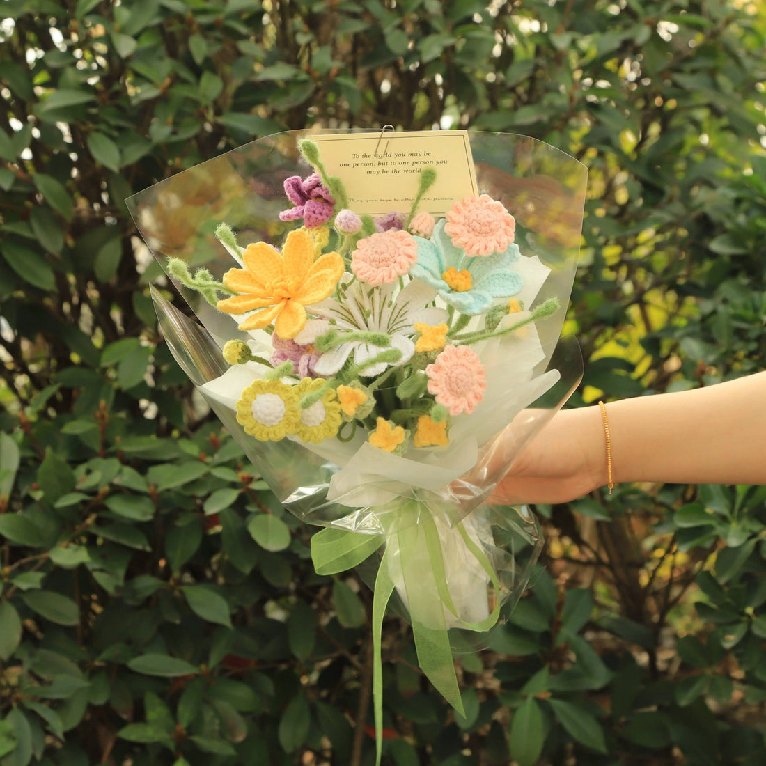 Handmade Hyacinth Goblet Rose Knitted Bouquet