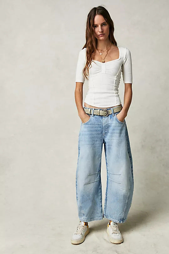 Casual Loose Mid-Waist Tapered Women's Jeans