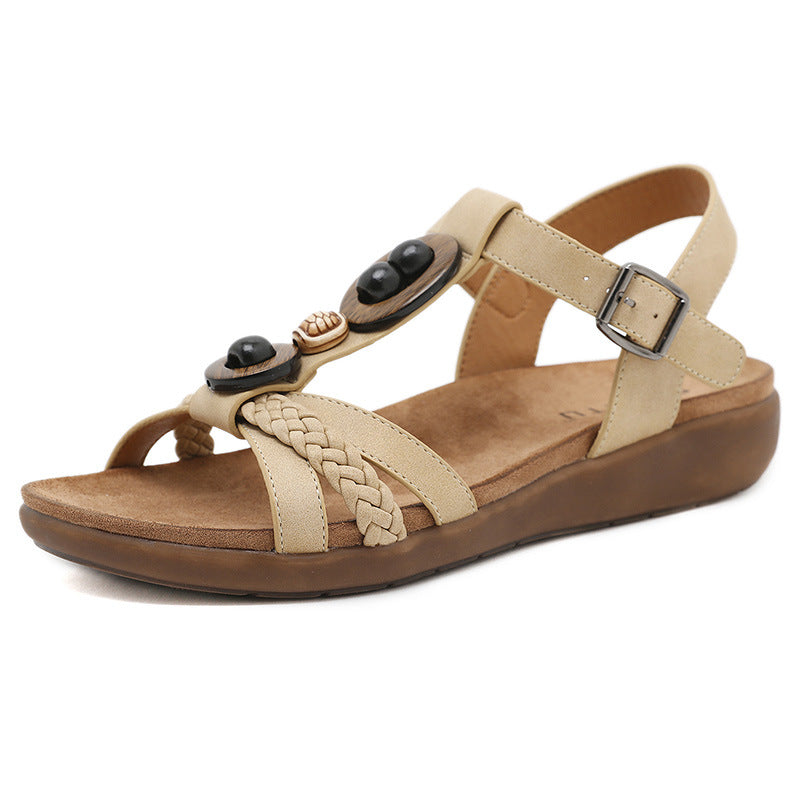 Mode Retro Perlen -Saiten bequeme Sandalen