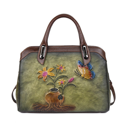 Classy Retro Floral Embossed Crossbody Bag