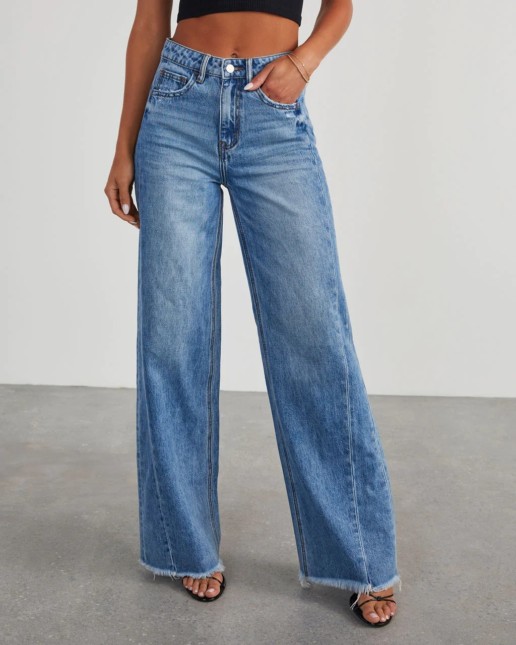 Loose Fit Patchwork Wide-Leg Jeans