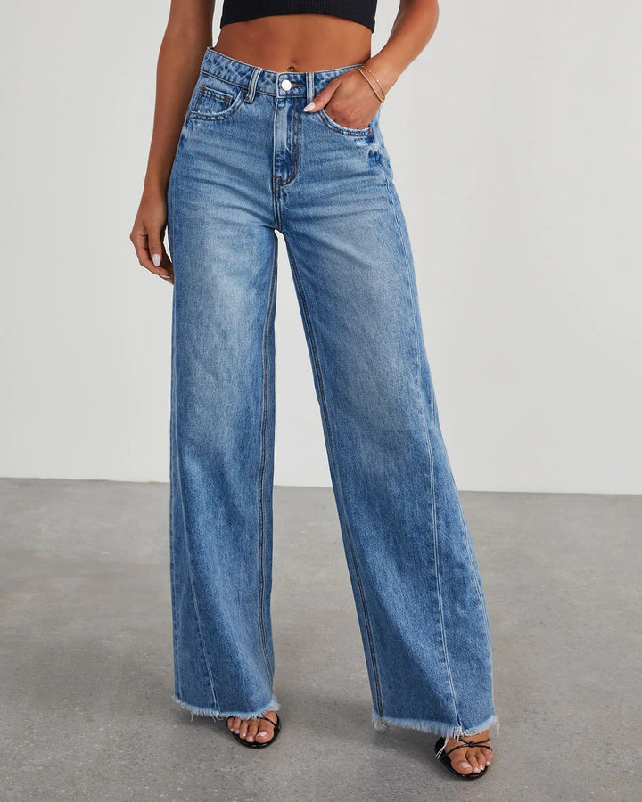 Loose Fit Patchwork Wide-Leg Jeans