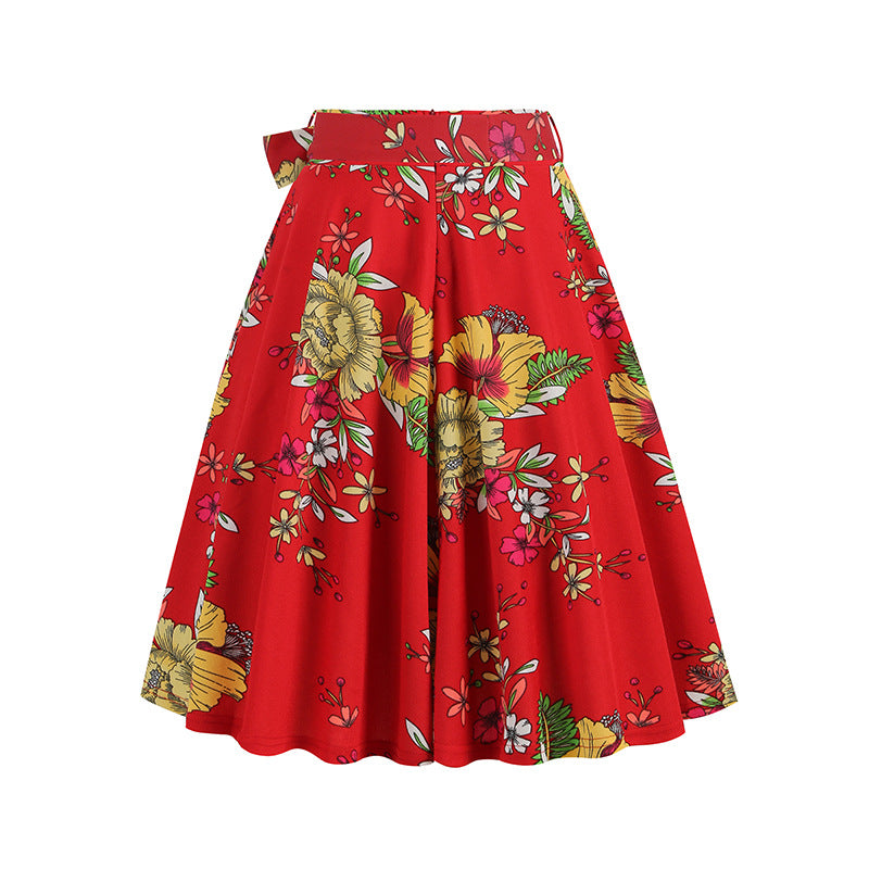 Vintage Printed Elegant Midi Skirt