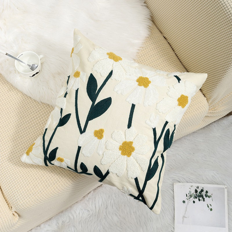 Bestickte Blumen moderne minimalistische Sofa -Kissen (Kisseneinsätze enthalten)