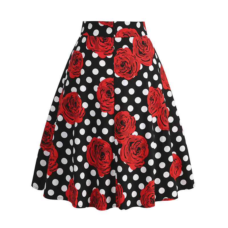 Vintage Printed Elegant Midi Skirt