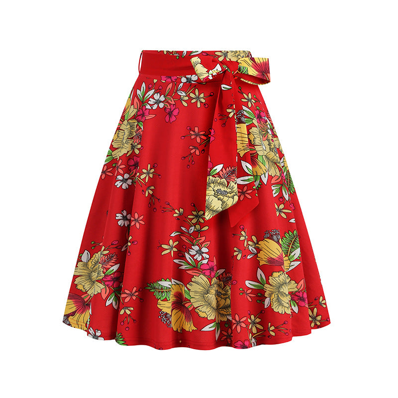 Vintage Printed Elegant Midi Skirt