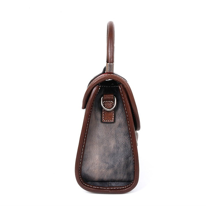 Vintage-Inspired Genuine Leather Crossbody Bag