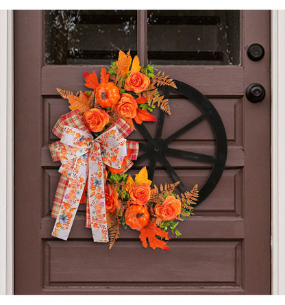 Porch Window Home Decor Pumpkin Cart Wreath