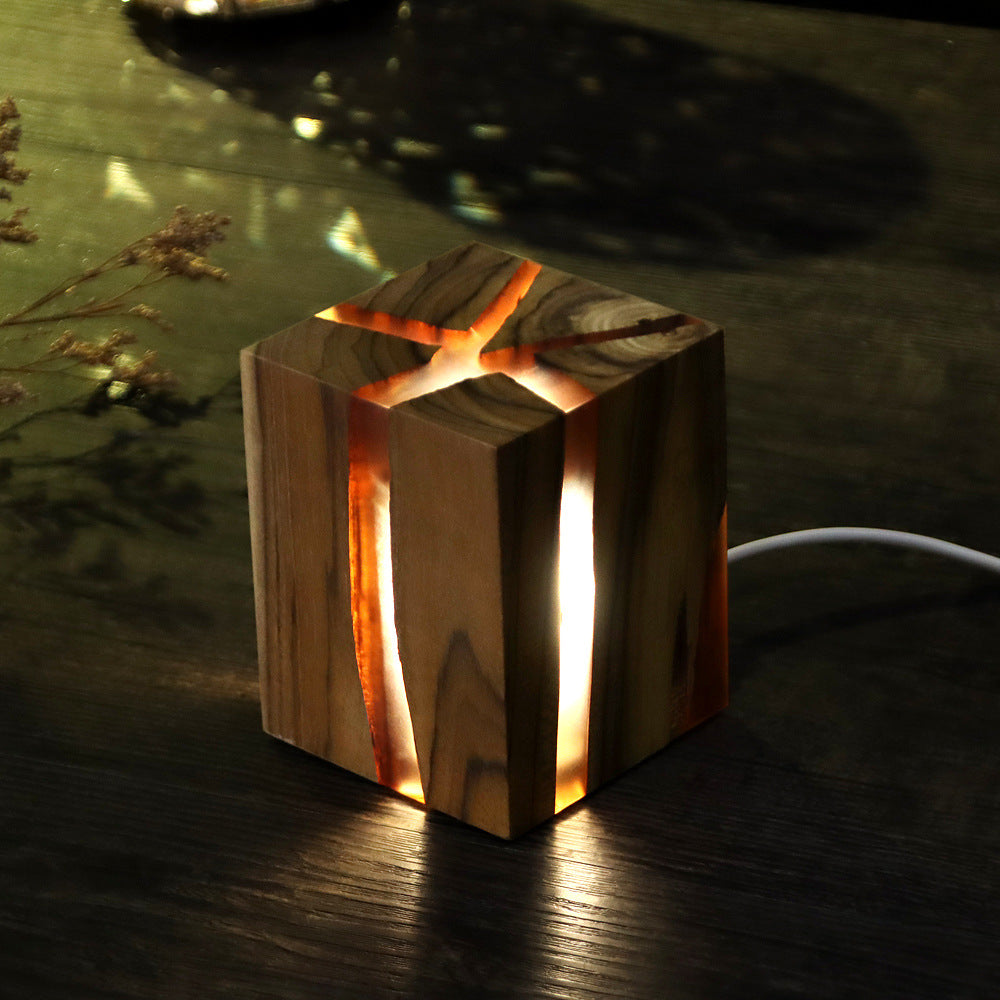 Creative Atmosphere Cracked Solid Wood Night Light