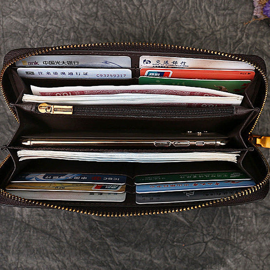 Vintahe 3D-Katzenbrieftasche mit Lederprägung