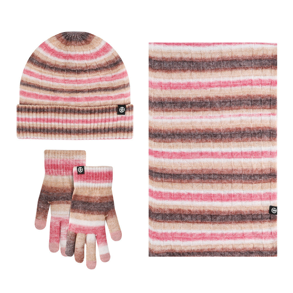 Solid Color Warm Hat, Scarf, and Gloves Set