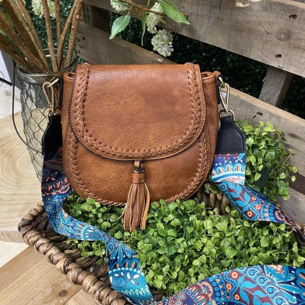 Boho geflochtene Sattel-Umhängetasche