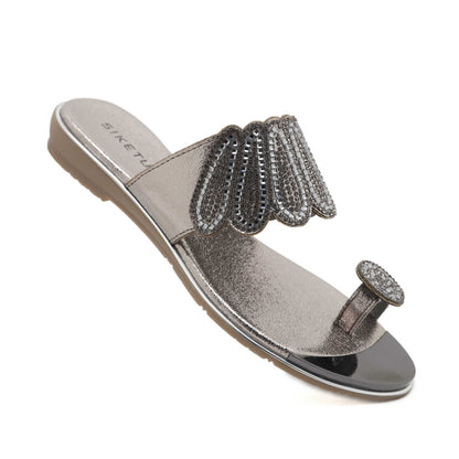 Rhinestone Comfortable Versatile Beach Flat Sandals