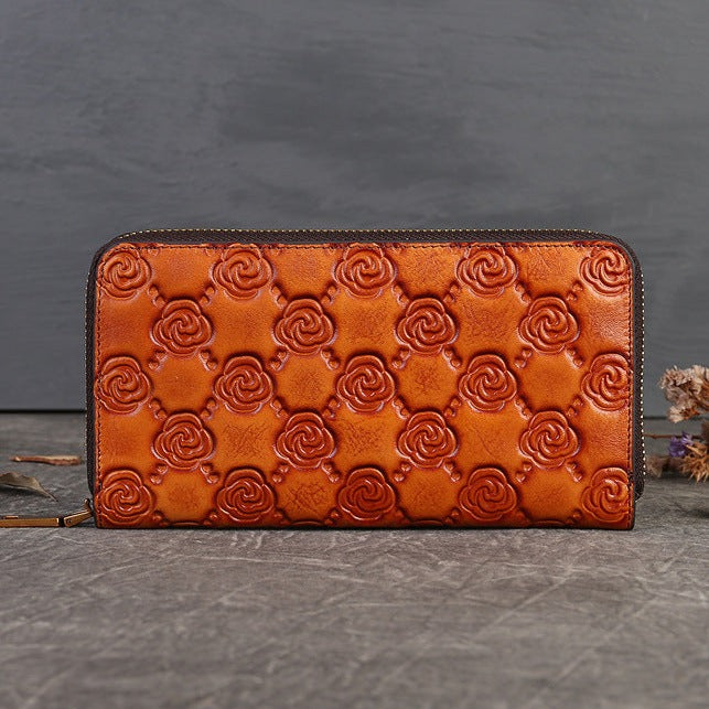 Handcrafted Rose Genuine Leather Fashion Wallet